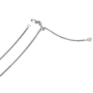 1.3mm 14k White Gold Adjustable D/C Wheat Chain Necklace, 22 Inch